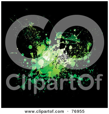 Royalty-Free (RF) Clipart Illustration of a Messy Green In Splatter On Black by michaeltravers