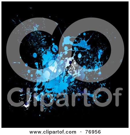 Royalty-Free (RF) Clipart Illustration of a Messy Blue In Splatter On Black by michaeltravers