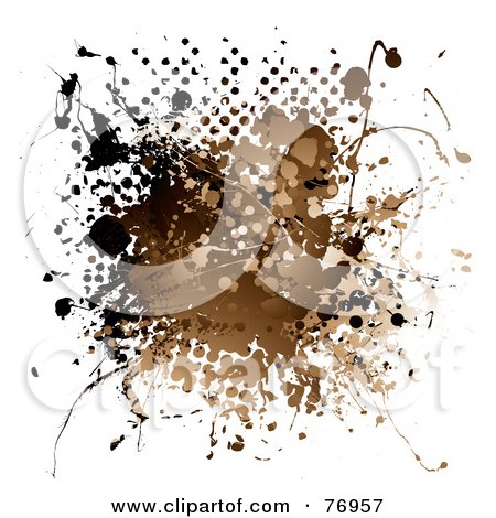 Royalty-Free (RF) Clipart Illustration of a Grungy Brown Ink Splatter With Halftone On White by michaeltravers