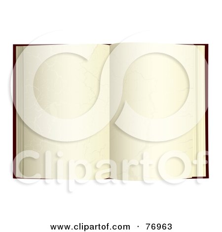 Royalty-Free (RF) Clipart Illustration of an Open Book With Blank Aged Pages by michaeltravers