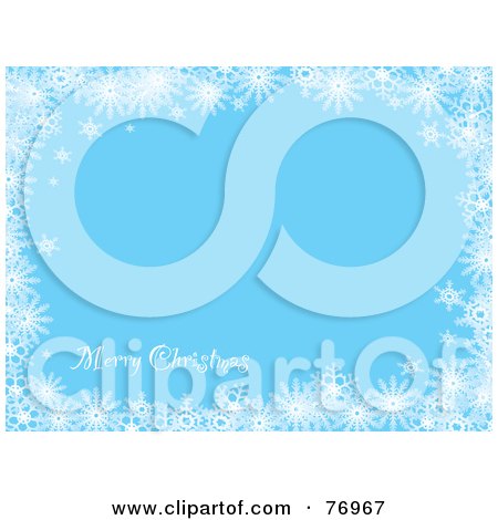 Royalty-Free (RF) Clipart Illustration of a Merry Christmas Blue Background Bordered In White Snowflakes by michaeltravers
