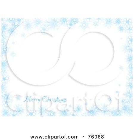 Royalty-Free (RF) Clipart Illustration of a Merry Christmas White Background Bordered In Blue Snowflakes by michaeltravers