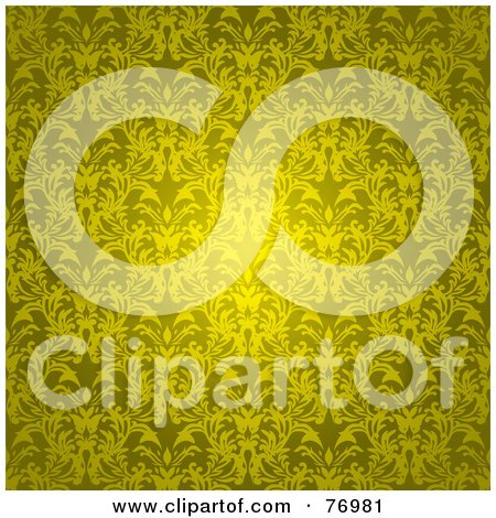 Royalty-Free (RF) Clipart Illustration of a Seamless Background Of Golden Gothic Floral Wallpaper by michaeltravers