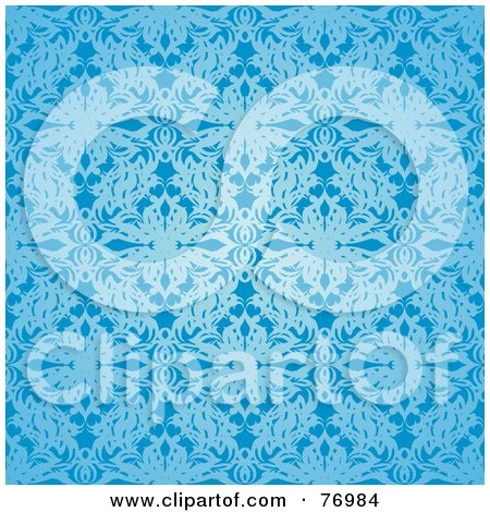 Royalty-Free (RF) Clipart Illustration of a Seamless Background Of Light And Dark Blue Floral Silk by michaeltravers