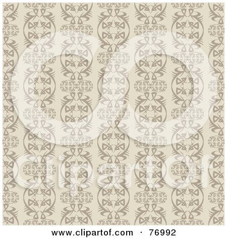 Royalty-Free (RF) Clipart Illustration of a Seamless Background Of Beige Circular Patterned Wallpaper by michaeltravers