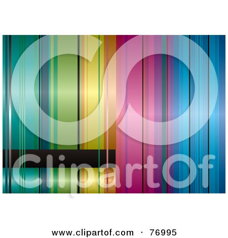 Royalty-Free (RF) Clipart Illustration of a Rainbow Striped Background With A Black Text Box by michaeltravers