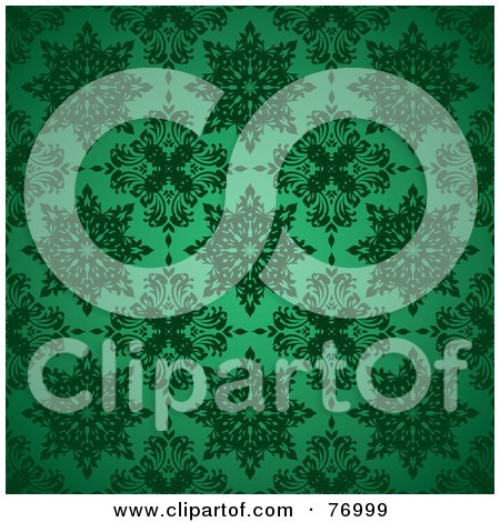 Royalty-Free (RF) Clipart Illustration of a Seamless Background Of Green Snowflake Or Floral Patterns by michaeltravers