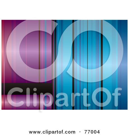 Royalty-Free (RF) Clipart Illustration of a Blue And Purple Striped Background With A Black Text Box by michaeltravers