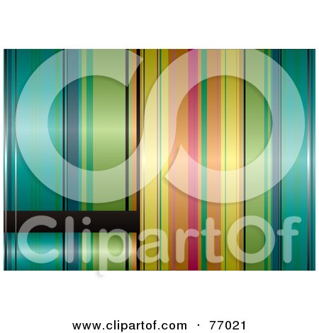 Royalty-Free (RF) Clipart Illustration of a Colorful Striped Background With A Black Text Box by michaeltravers