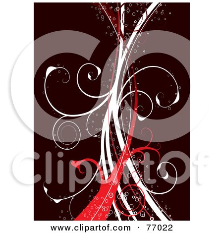 Royalty-Free (RF) Clipart Illustration of Bubbly Red And White Vines Over Brown by michaeltravers