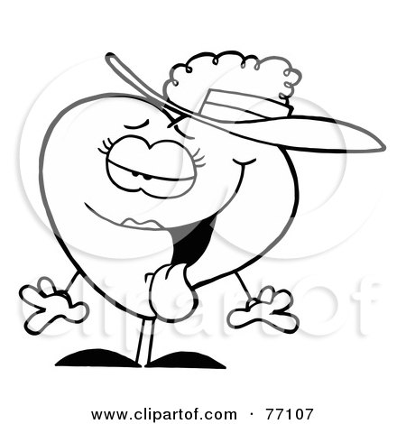 Royalty-Free (RF) Clipart Illustration of a Black And White Coloring Page Outline Of A Female Heart With A Crush by Hit Toon