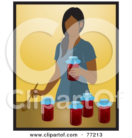 Royalty-Free (RF) Clipart Illustration of a Hispanic Woman Canning Tomatoes In A Kitchen by Rosie Piter