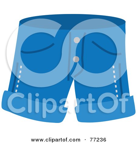 Royalty-Free (RF) Clipart Illustration of a Pair Of Blue Jean Shorts Over White by Rosie Piter