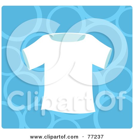 Royalty-Free (RF) Clipart Illustration of a Plain White T Shirt Over A Blue Bubble Background by Rosie Piter