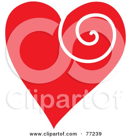 Royalty-Free (RF) Clipart Illustration of a Red Heart With A White Swirl by Rosie Piter
