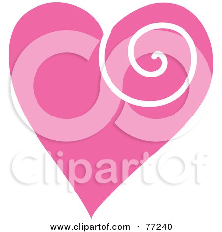 Royalty-Free (RF) Clipart Illustration of a Pink Heart With A White Swirl by Rosie Piter