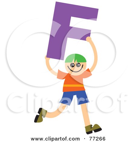 Royalty-Free (RF) Clipart Illustration of an Alphabet Kid Holding A Letter; Boy Holding F by Prawny