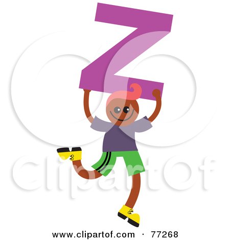 Royalty-Free (RF) Clipart Illustration of an Alphabet Kid Holding A Letter; Boy Holding Z by Prawny
