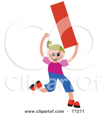 Royalty-Free (RF) Clipart Illustration of an Alphabet Kid Holding A Letter; Boy Holding I by Prawny