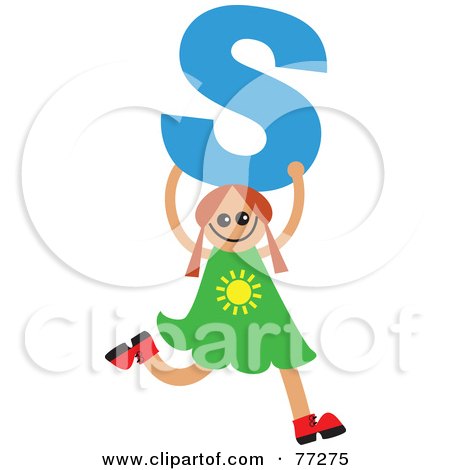 Royalty-Free (RF) Clipart Illustration of an Alphabet Kid Holding A Letter; Girl Holding S by Prawny