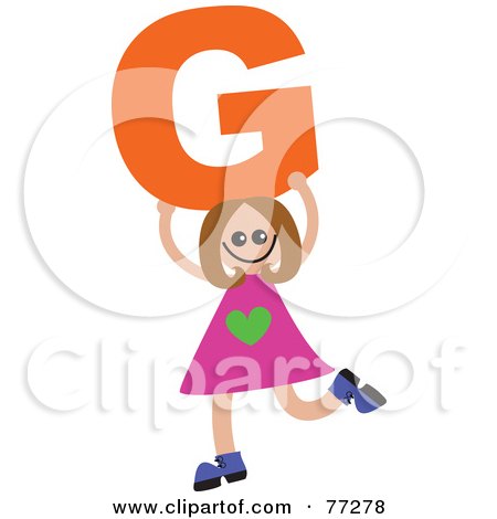 Royalty-Free (RF) Clipart Illustration of an Alphabet Kid Holding A Letter; Girl Holding G by Prawny