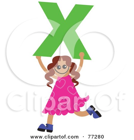 Royalty-Free (RF) Clip Art Illustration of an Alphabet Kid Holding A Letter; Girl Holding X by Prawny