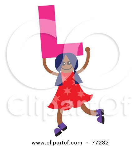 Royalty-Free (RF) Clipart Illustration of an Alphabet Kid Holding A Letter; Girl Holding L by Prawny