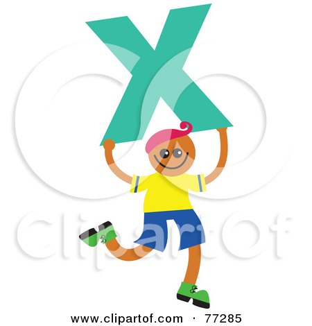 Royalty-Free (RF) Clipart Illustration of an Alphabet Kid Holding A Letter; Boy Holding X by Prawny