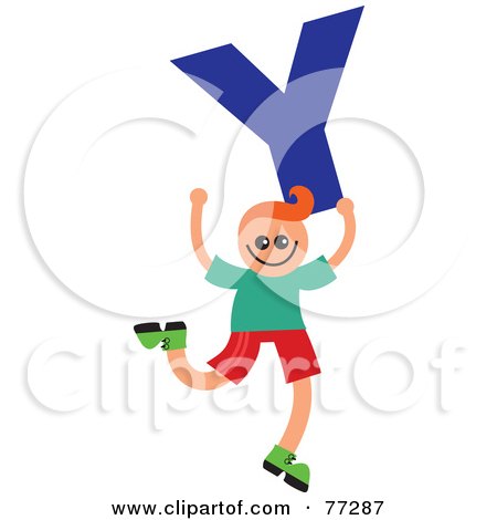 Royalty-Free (RF) Clipart Illustration of an Alphabet Kid Holding A Letter; Boy Holding Y by Prawny