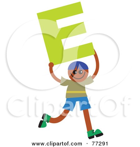 Royalty-Free (RF) Clipart Illustration of an Alphabet Kid Holding A Letter; Boy Holding E by Prawny