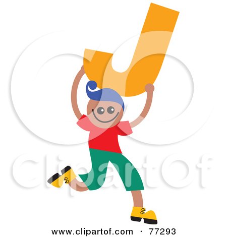 Royalty-Free (RF) Clipart Illustration of an Alphabet Kid Holding A Letter; Boy Holding J by Prawny