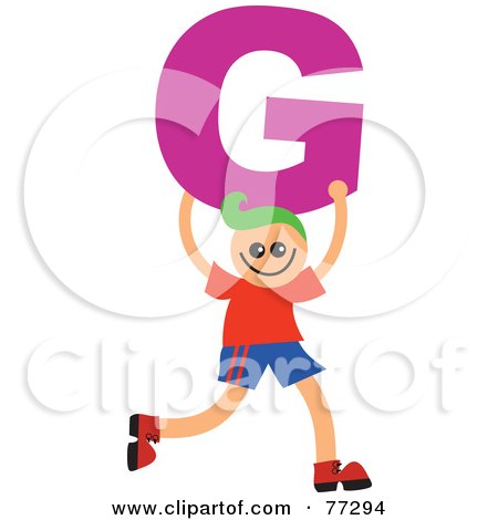 Royalty-Free (RF) Clipart Illustration of an Alphabet Kid Holding A Letter; Boy Holding G by Prawny