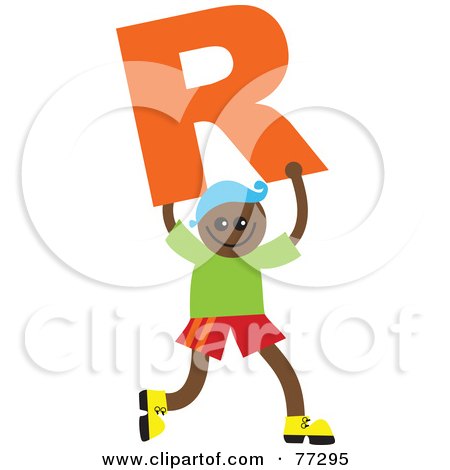 Royalty-Free (RF) Clipart Illustration of an Alphabet Kid Holding A Letter; Boy Holding R by Prawny