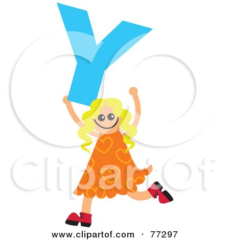 Royalty-Free (RF) Clipart Illustration of an Alphabet Kid Holding A Letter; Girl Holding Y by Prawny