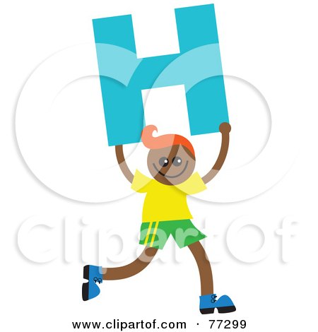 Royalty-Free (RF) Clipart Illustration of an Alphabet Kid Holding A Letter; Boy Holding H by Prawny