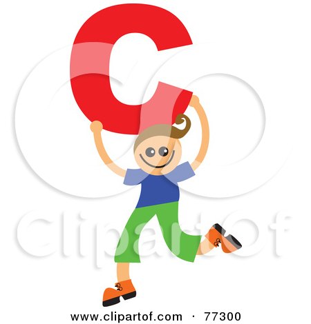 Royalty-Free (RF) Clipart Illustration of an Alphabet Kid Holding A Letter; Boy Holding C by Prawny