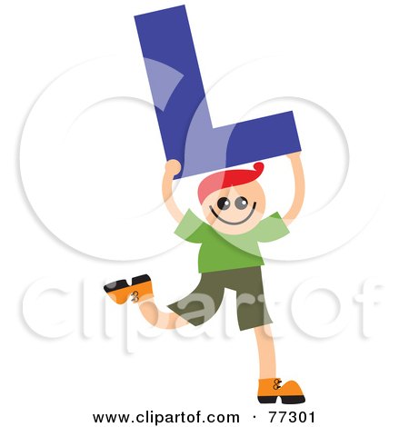 Royalty-Free (RF) Clipart Illustration of an Alphabet Kid Holding A Letter; Boy Holding L by Prawny