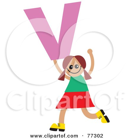 Royalty-Free (RF) Clipart Illustration of an Alphabet Kid Holding A Letter; Girl Holding V by Prawny