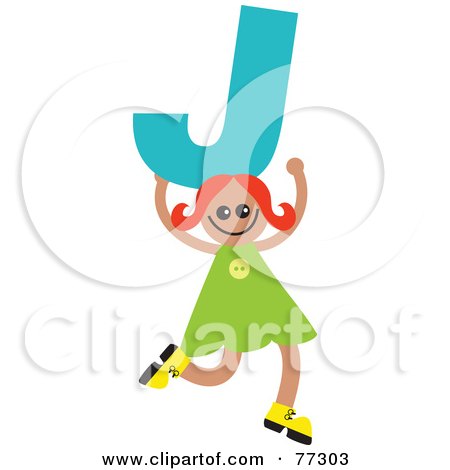 Royalty-Free (RF) Clipart Illustration of an Alphabet Kid Holding A Letter; Girl Holding J by Prawny