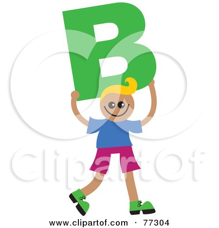 Royalty-Free (RF) Clipart Illustration of an Alphabet Kid Holding A Letter; Boy Holding B by Prawny