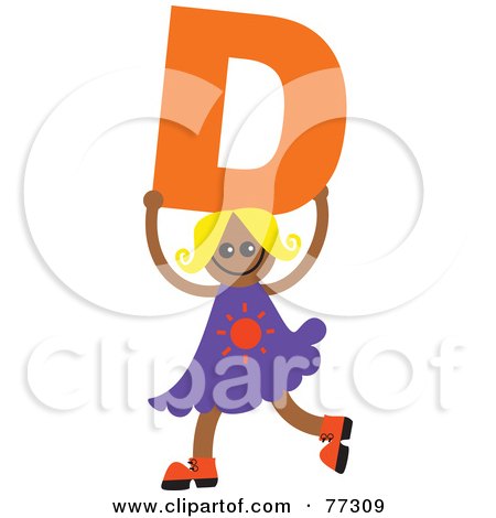 Royalty-Free (RF) Clipart Illustration of an Alphabet Kid Holding A Letter; Girl Holding D by Prawny