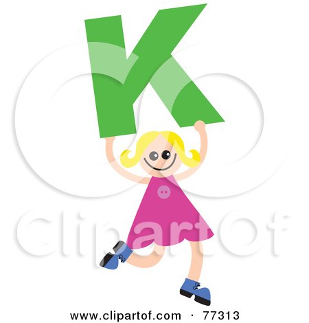 Royalty-Free (RF) Clipart Illustration of an Alphabet Kid Holding A Letter; Girl Holding K by Prawny