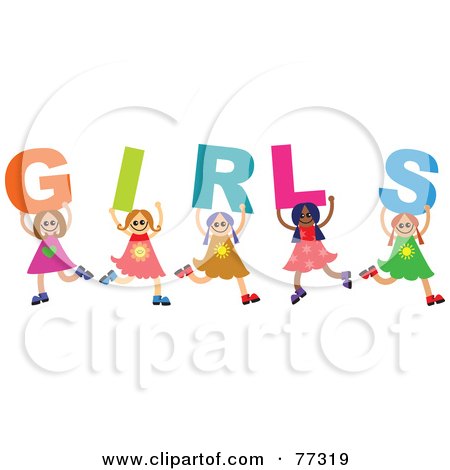 Royalty-Free (RF) Clipart Illustration of a Diverse Group Of Kids Spelling Girls by Prawny