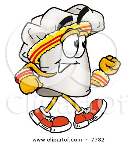 Clipart Picture of a Chefs Hat Mascot Cartoon Character Speed Walking or Jogging by Mascot Junction