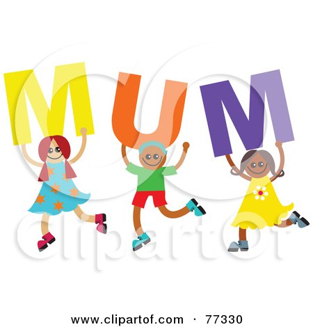 Royalty-Free (RF) Clipart Illustration of a Group Of Diverse Children Spelling Mum by Prawny