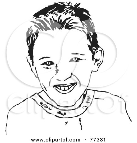 Royalty-Free (RF) Clipart Illustration of a Black And White Boy Face Smiling by Prawny