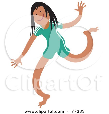 Royalty-Free (RF) Clipart Illustration of a Happy Dancing Hispanic Girl by Prawny