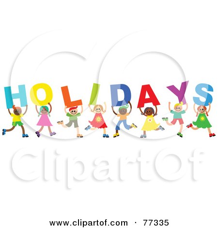 Royalty-Free (RF) Clipart Illustration of a Group Of Diverse Children Spelling Holidays by Prawny