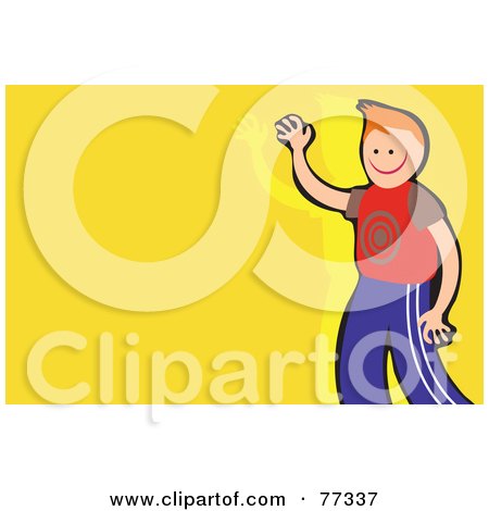 Royalty-Free (RF) Clipart Illustration of a Waving Boy Over Yellow by Prawny