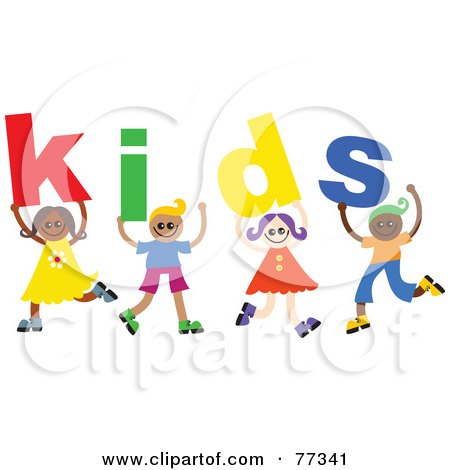Royalty-Free (RF) Clipart Illustration of a Group Of Diverse Children Spelling Kids by Prawny